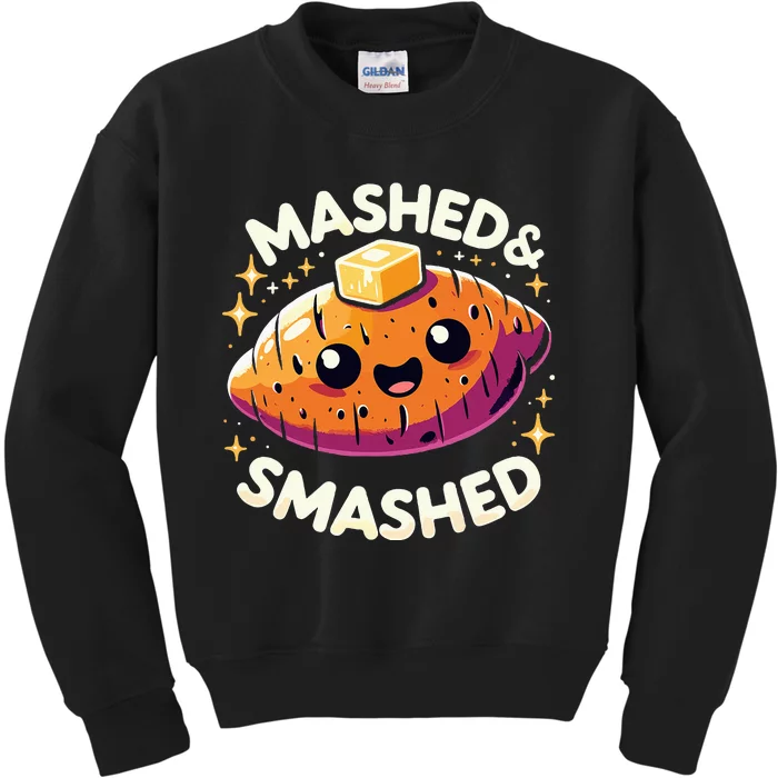 Thanksgiving Mashed & Smashed Funny Sweet Potato Kids Sweatshirt