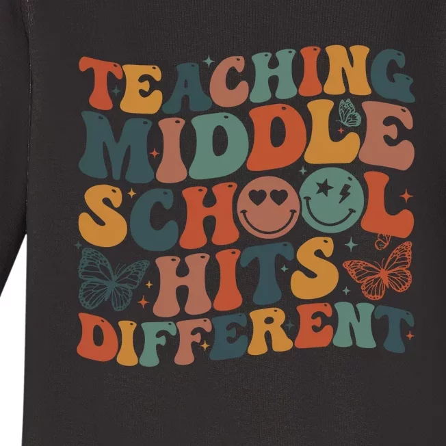 Teaching Middle School Hits Different Teacher Life Baby Long Sleeve Bodysuit