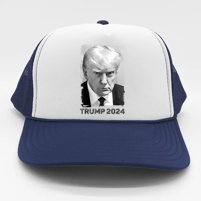 Trump Mug Shot Trump MugShot Never Surrender Trucker Hat