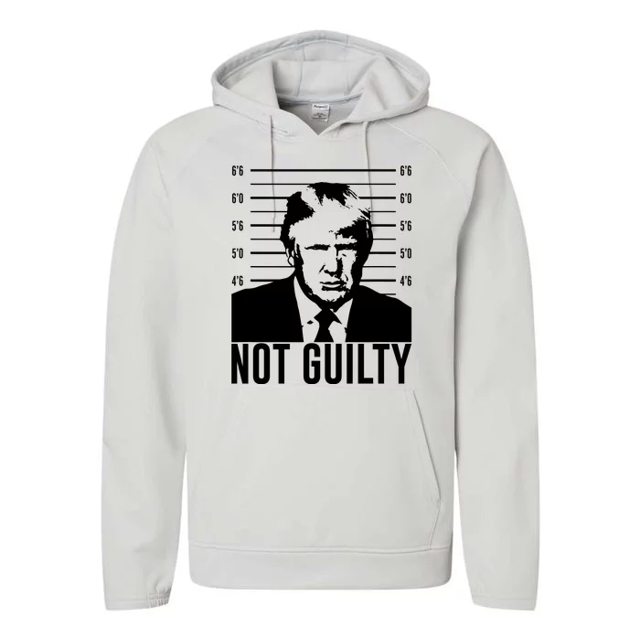 Trump Mug Shot, Trump Not Guilty Pro Trump Supporter Performance Fleece Hoodie