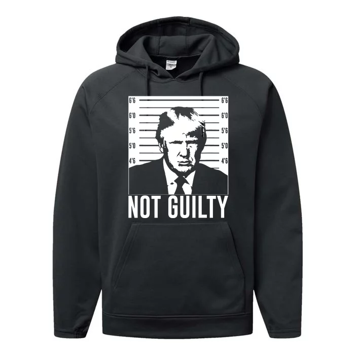 Trump Mug Shot, Trump Not Guilty Pro Trump Supporter Performance Fleece Hoodie