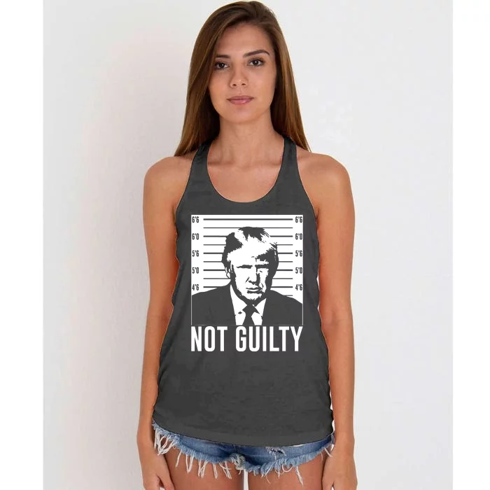 Trump Mug Shot, Trump Not Guilty Pro Trump Supporter Women's Knotted Racerback Tank