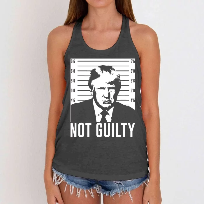 Trump Mug Shot, Trump Not Guilty Pro Trump Supporter Women's Knotted Racerback Tank