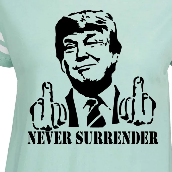 Trump Mug Shot Trump MugShot Never Surrender Enza Ladies Jersey Football T-Shirt