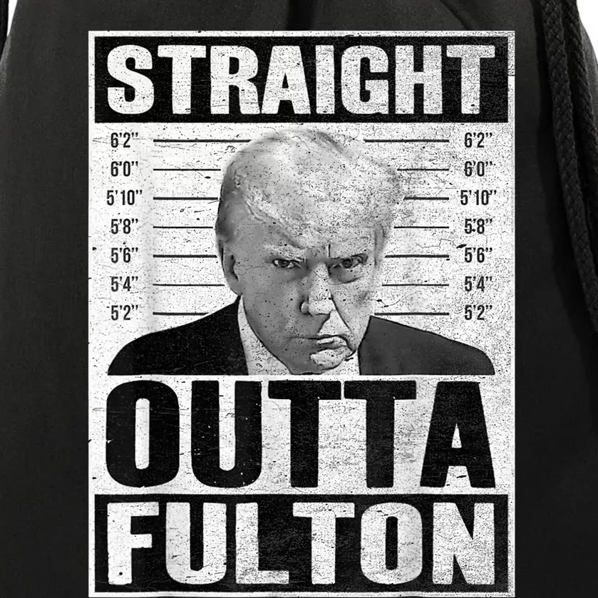 Trump Mug Shot 2024 Straight Outta Fulton Drawstring Bag