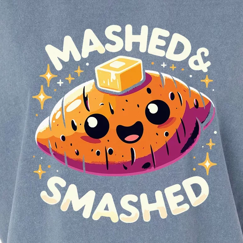 Thanksgiving Mashed & Smashed Funny Sweet Potato Garment-Dyed Women's Muscle Tee