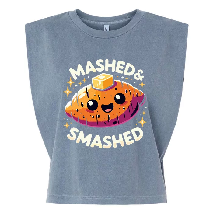 Thanksgiving Mashed & Smashed Funny Sweet Potato Garment-Dyed Women's Muscle Tee