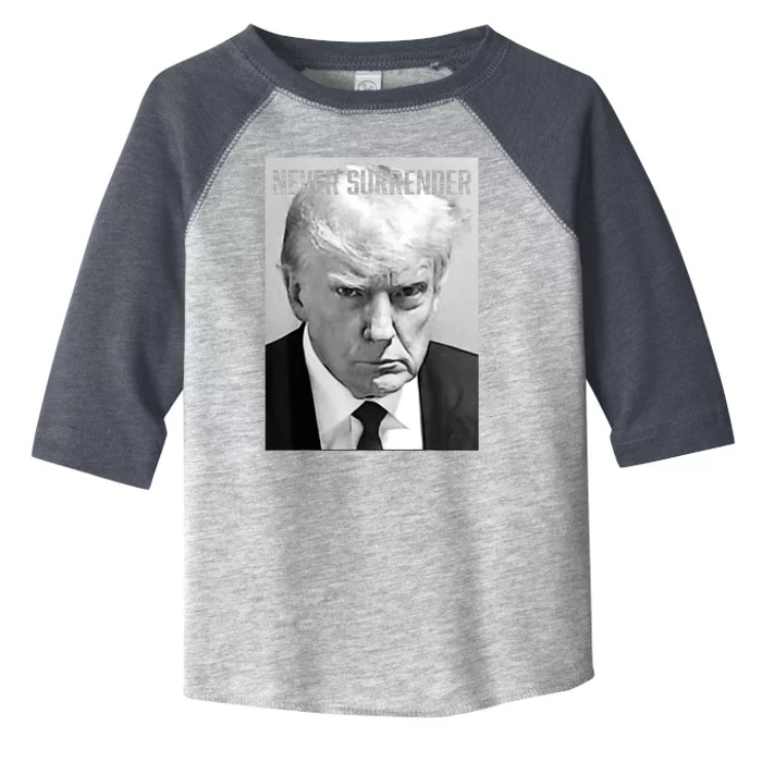 Trump Mug Shot Donald Trump Mug Shot Never Surrender Toddler Fine Jersey T-Shirt