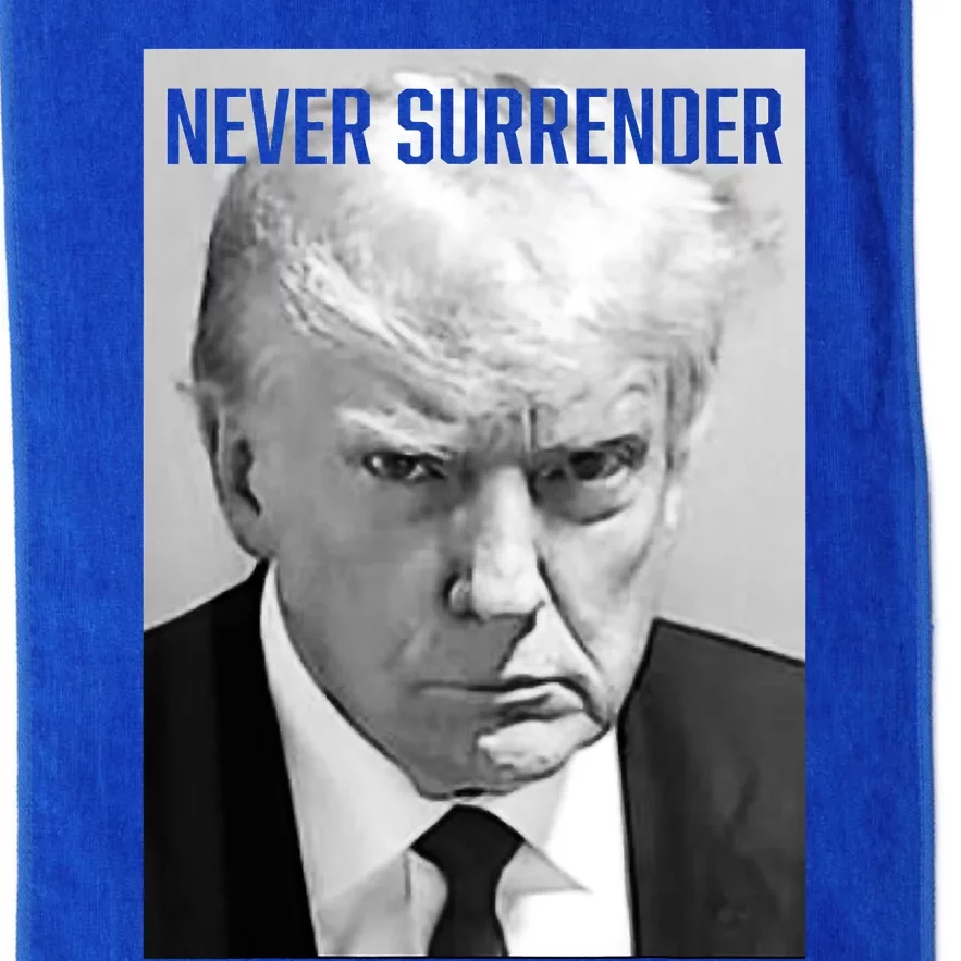 Trump Mug Shot Donald Trump Mug Shot Never Surrender Platinum Collection Golf Towel