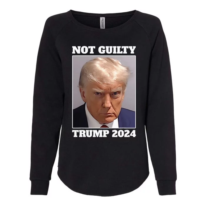 Trump Mug Shot Not Guilty 2024 Free Trump Never Surrender Womens California Wash Sweatshirt