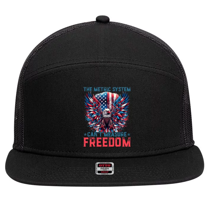 The Metric System CanT Measure Freedom Eagle Meme 7 Panel Mesh Trucker Snapback Hat