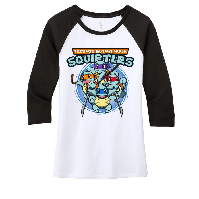 Teenage Mutant Squirtles Women's Tri-Blend 3/4-Sleeve Raglan Shirt