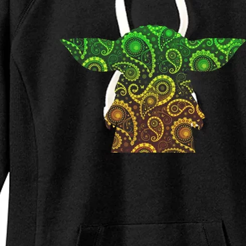 Teardrop Mandala Silhouette Alien Forest Dark Background Women's Fleece Hoodie