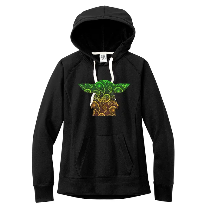 Teardrop Mandala Silhouette Alien Forest Dark Background Women's Fleece Hoodie