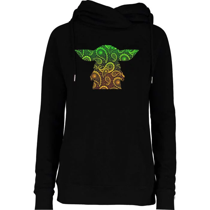 Teardrop Mandala Silhouette Alien Forest Dark Background Womens Funnel Neck Pullover Hood