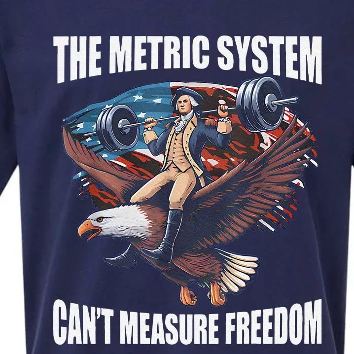 The Metric System CanT Measure Freedom Funny Us Flag Sueded Cloud Jersey T-Shirt