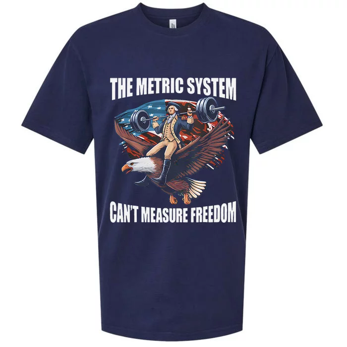 The Metric System CanT Measure Freedom Funny Us Flag Sueded Cloud Jersey T-Shirt