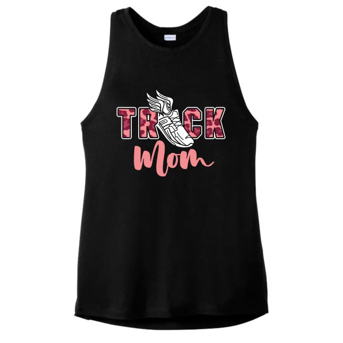 Track Mom Sprinting Marathon Track And Field Runner Ladies Tri-Blend Wicking Tank