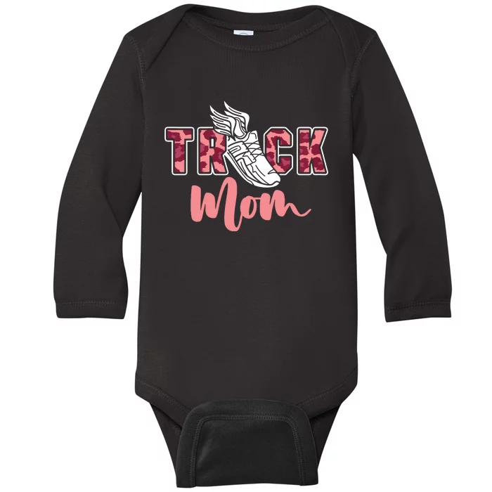 Track Mom Sprinting Marathon Track And Field Runner Baby Long Sleeve Bodysuit