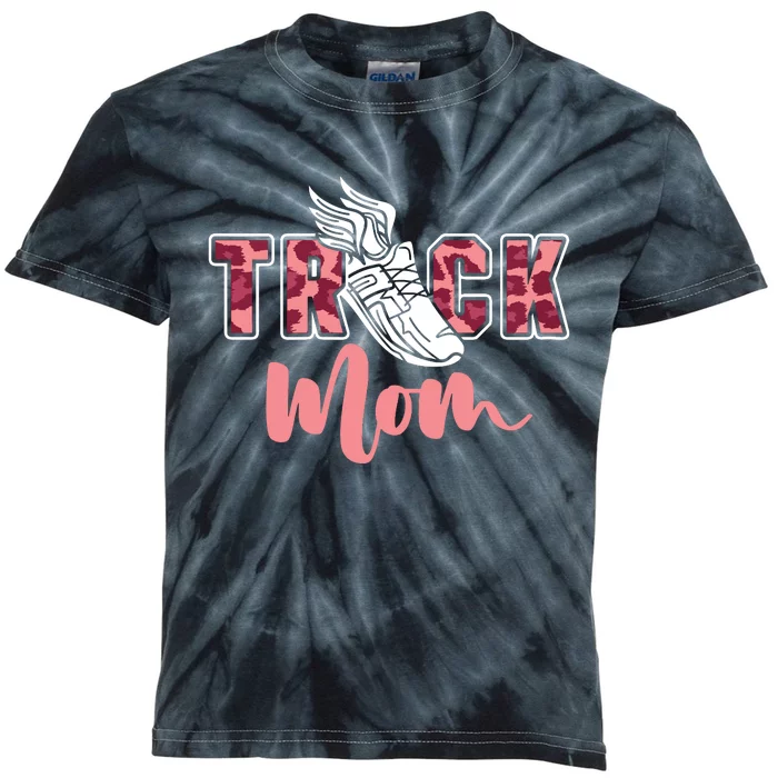 Track Mom Sprinting Marathon Track And Field Runner Kids Tie-Dye T-Shirt