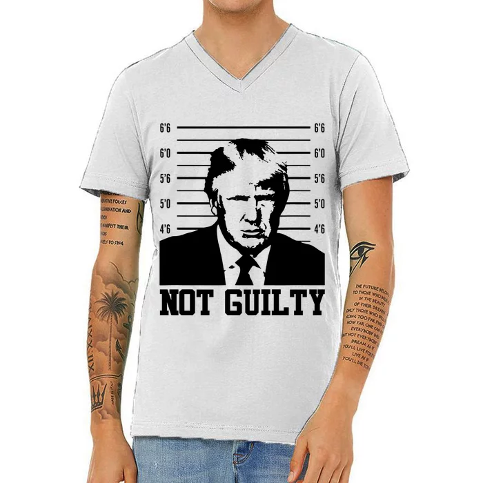 Trump Mug Shot, Trump Not Guilty Pro Trump Supporter V-Neck T-Shirt