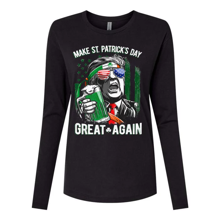 Trump Make Saint Patricks Day Great Again Beer Drinking Mug Womens Cotton Relaxed Long Sleeve T-Shirt