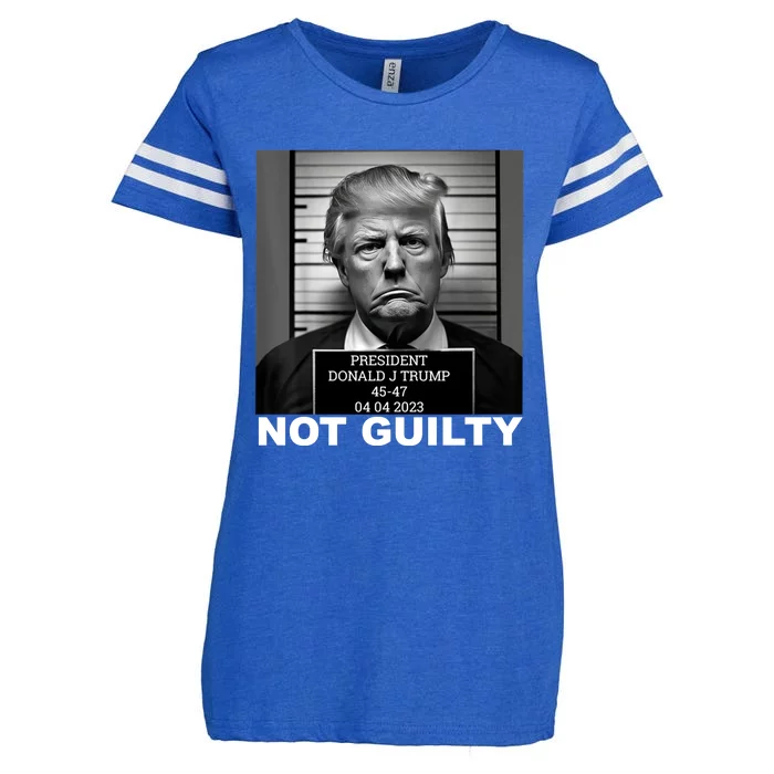 Trump Mug Shot, Trump Not Guilty Pro Trump Supporter Enza Ladies Jersey Football T-Shirt