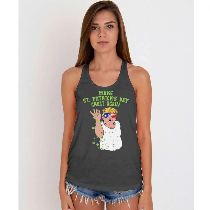 Trump Make St. Patrick's Day Great Again Funny Salt Shamrock Women's Knotted Racerback Tank