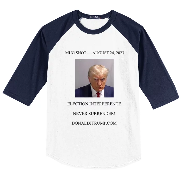 Trump Mug Shot White Baseball Sleeve Shirt