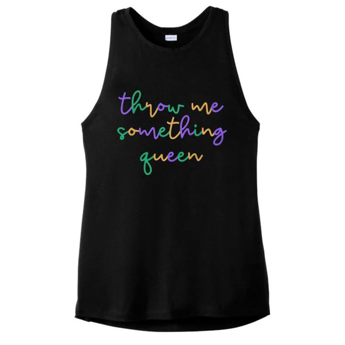 Throw Me Something Queen Mardi Gras Ladies Tri-Blend Wicking Tank