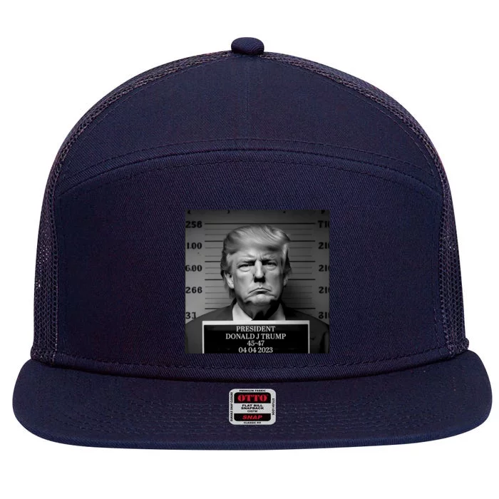 Trump Mug Shot, Trump Not Guilty Pro Trump Supporter 7 Panel Mesh Trucker Snapback Hat