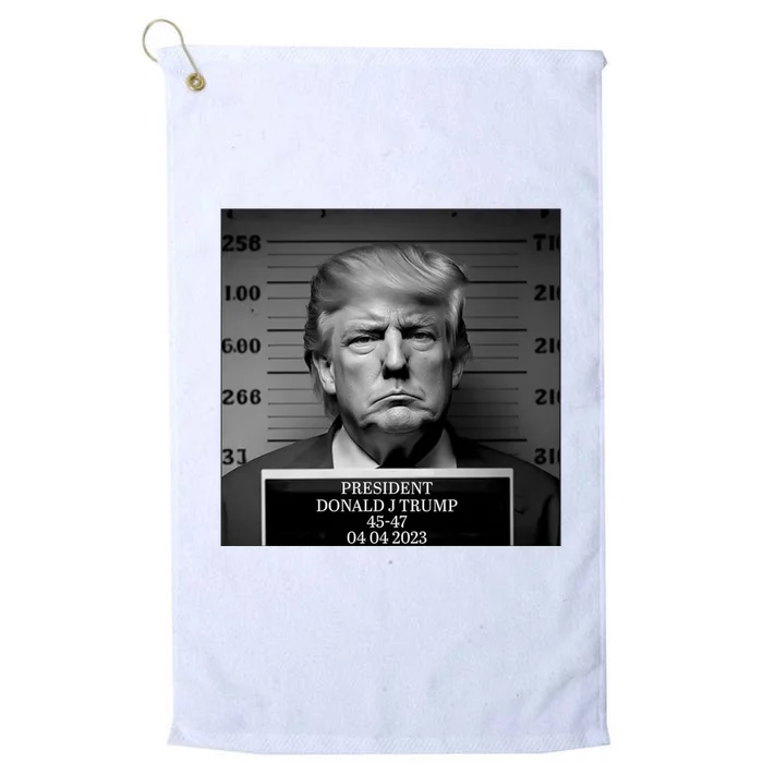 Trump Mug Shot, Trump Not Guilty Pro Trump Supporter Platinum Collection Golf Towel