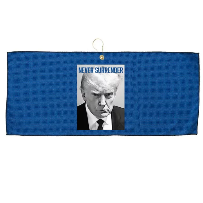 Trump Mug Shot Donald Trump Mug Shot Never Surrender Large Microfiber Waffle Golf Towel