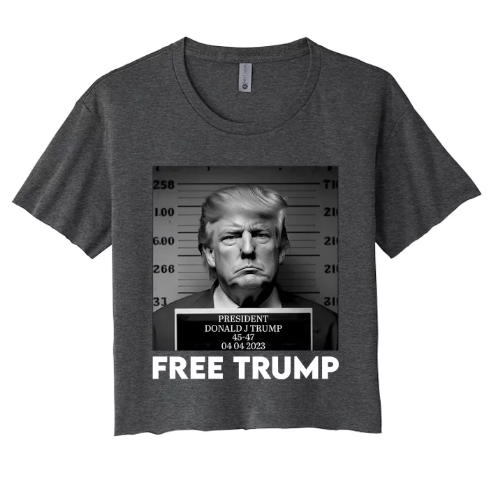 Trump Mug Shot, Trump Not Guilty Pro Trump Supporter Women's Crop Top Tee