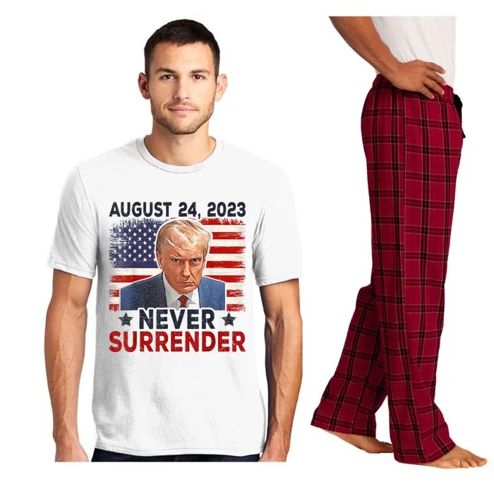 Trump Mug Shot Donald Trump Mug Shot Never Surrender America Flag Pajama Set