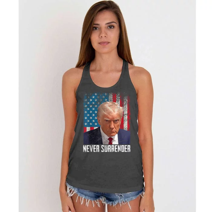 Trump Mug Shot Donald Trump Mug Shot Women's Knotted Racerback Tank