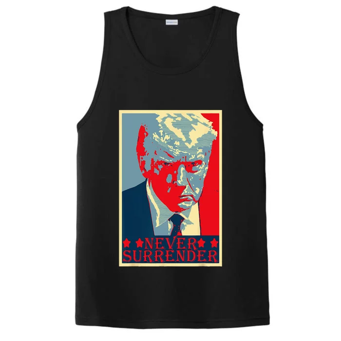 Trump Mug Shot Donald Trump Mug Shot Never Surrender Performance Tank