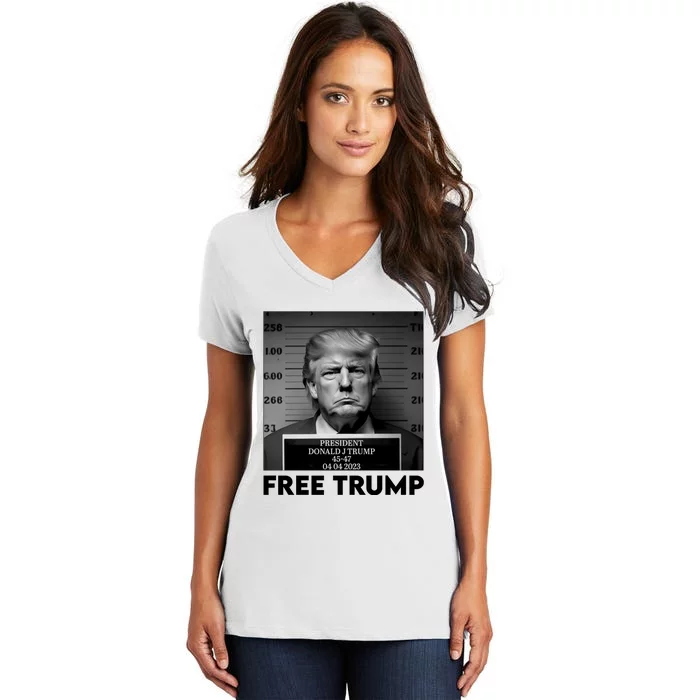 Trump Mug Shot, Trump Not Guilty Pro Trump Supporter Women's V-Neck T-Shirt