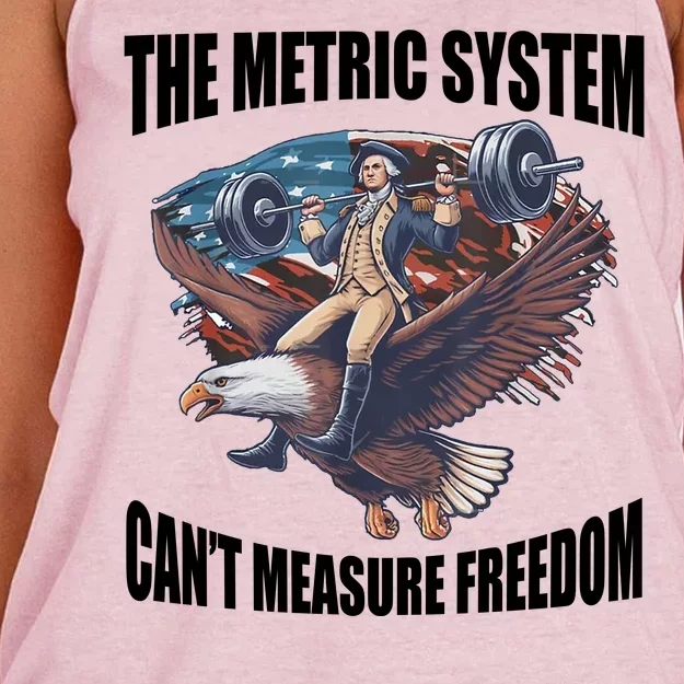 The Metric System Cant Measure Freedom Funny 4th Of July Women's Knotted Racerback Tank