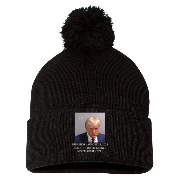 Trump Mug Shot Donald J Trump Mugshot Pom Pom 12in Knit Beanie