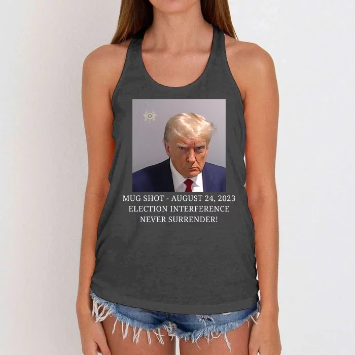 Trump Mug Shot Donald J Trump Mugshot Women's Knotted Racerback Tank