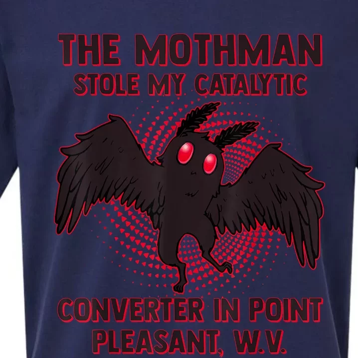 The Mothman Stole My Catalytic Converter In Point Sueded Cloud Jersey T-Shirt