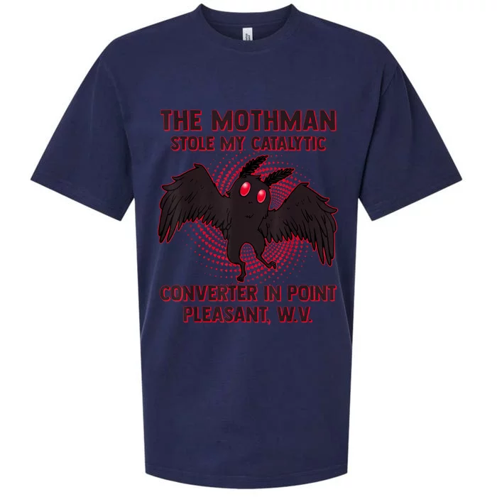 The Mothman Stole My Catalytic Converter In Point Sueded Cloud Jersey T-Shirt