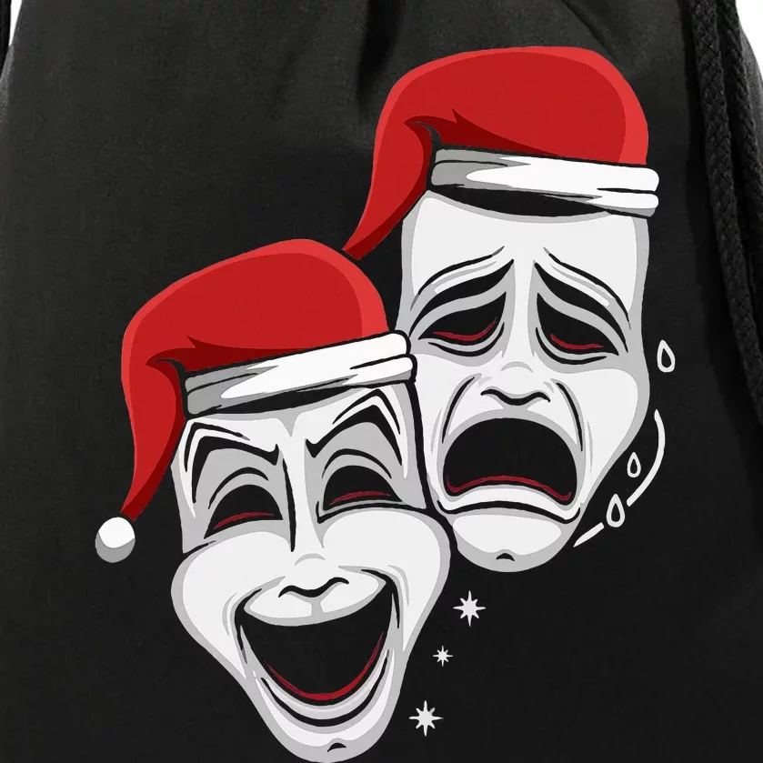 Theater Mask Santa Hat Christmas Pajama Musical Broadway Drawstring Bag