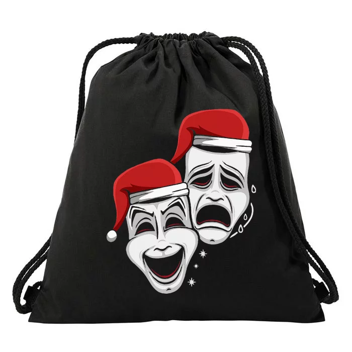 Theater Mask Santa Hat Christmas Pajama Musical Broadway Drawstring Bag