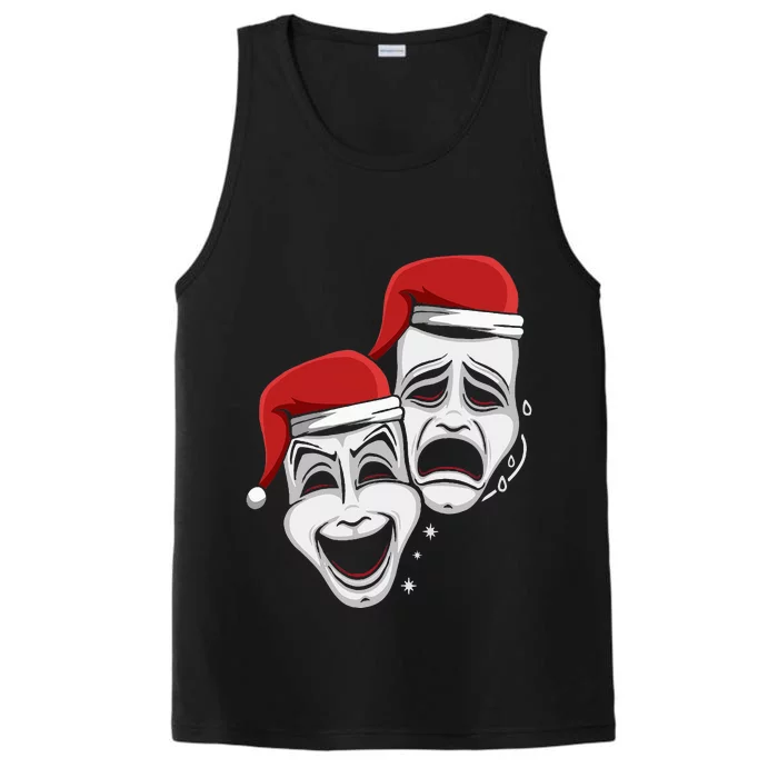 Theater Mask Santa Hat Christmas Pajama Musical Broadway Performance Tank