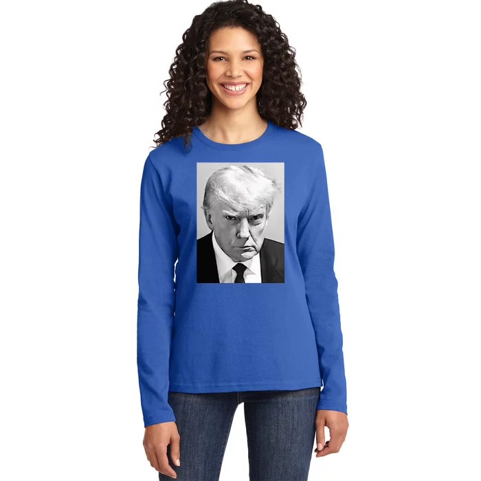 Trump Mug Shot Donald Trump Mug Shot Ladies Long Sleeve Shirt