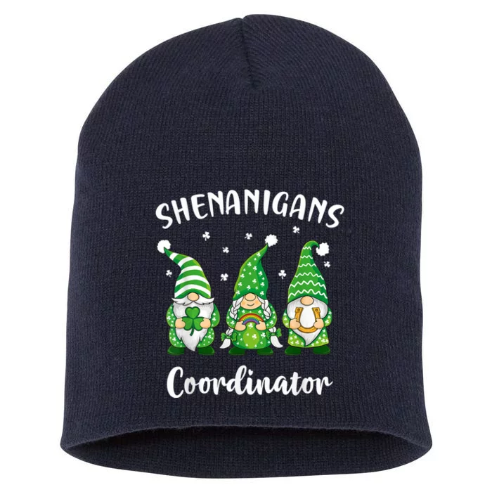 Teacher Mom St Patricks Day Shenanigans Coordinator Gnome Short Acrylic Beanie