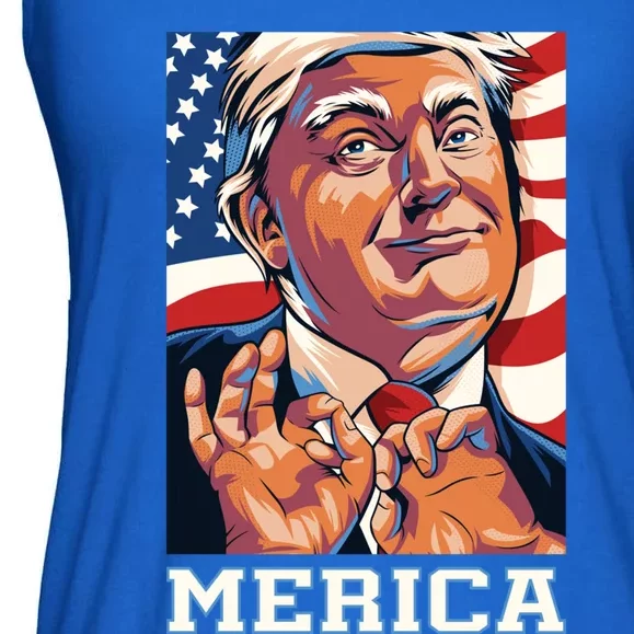 Trump Merica Sarcastic Funny Poster Art Gift Ladies Essential Flowy Tank