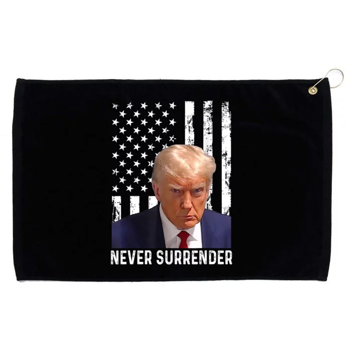 Trump Mug Shot Donald Trump Mug Shot Never Surrender Grommeted Golf Towel